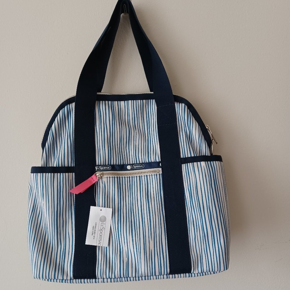 NWT LeSportsac Double Trouble Backpack White/Blue